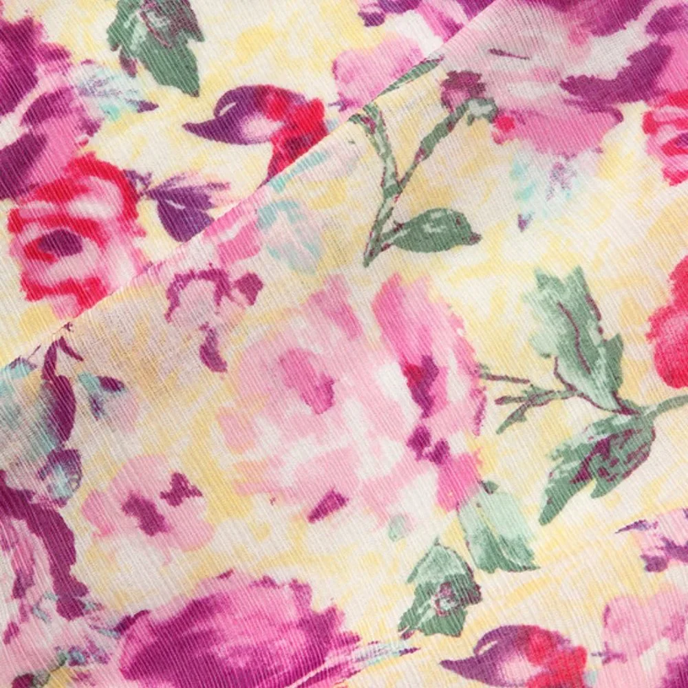 NEW Lulus XL Women's Yellow Pink Floral Ruched Ruffle‎ Mini Skirt